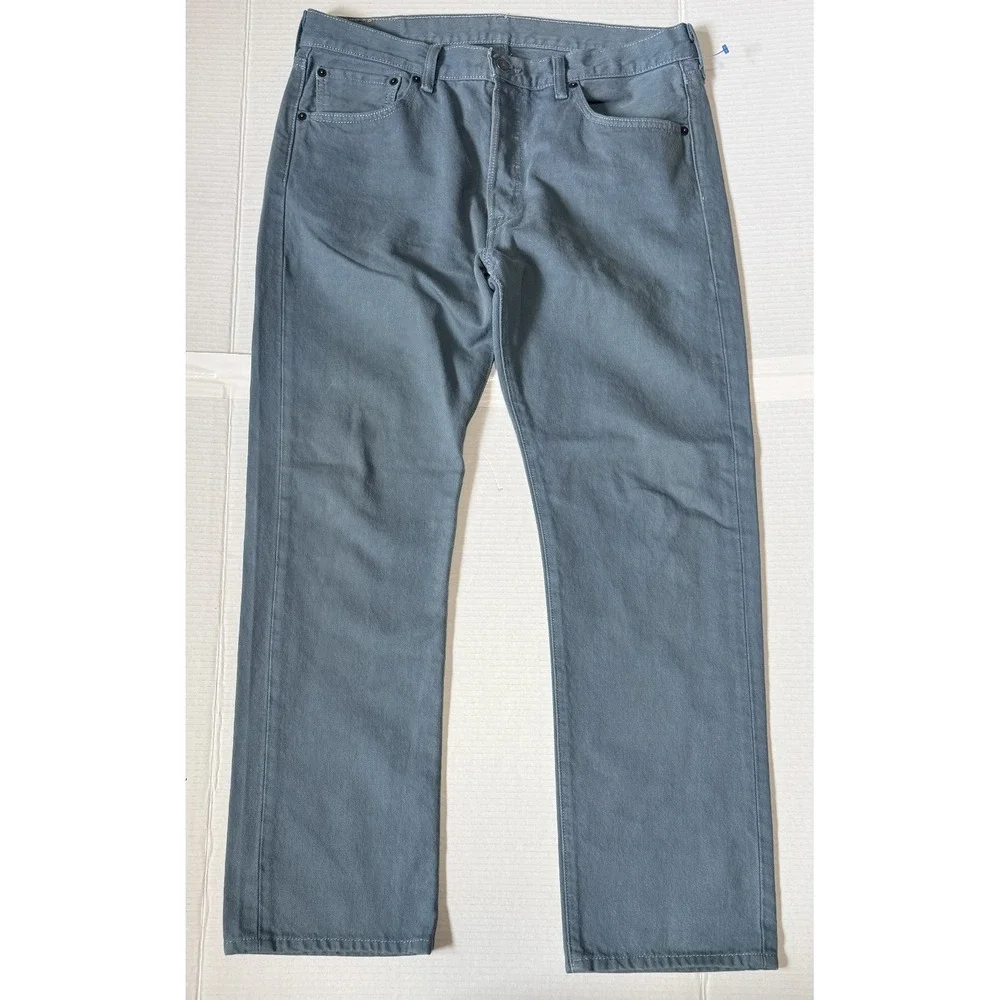 LEVI'S 501 - Men's Gray Blue Button Fly Straight Denim Jeans - Size 33x32